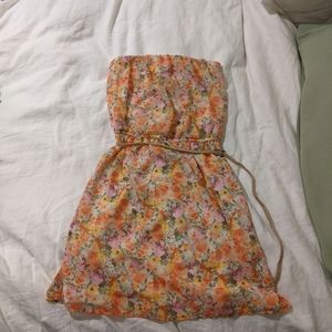 Pull and Bear floral strapless dress